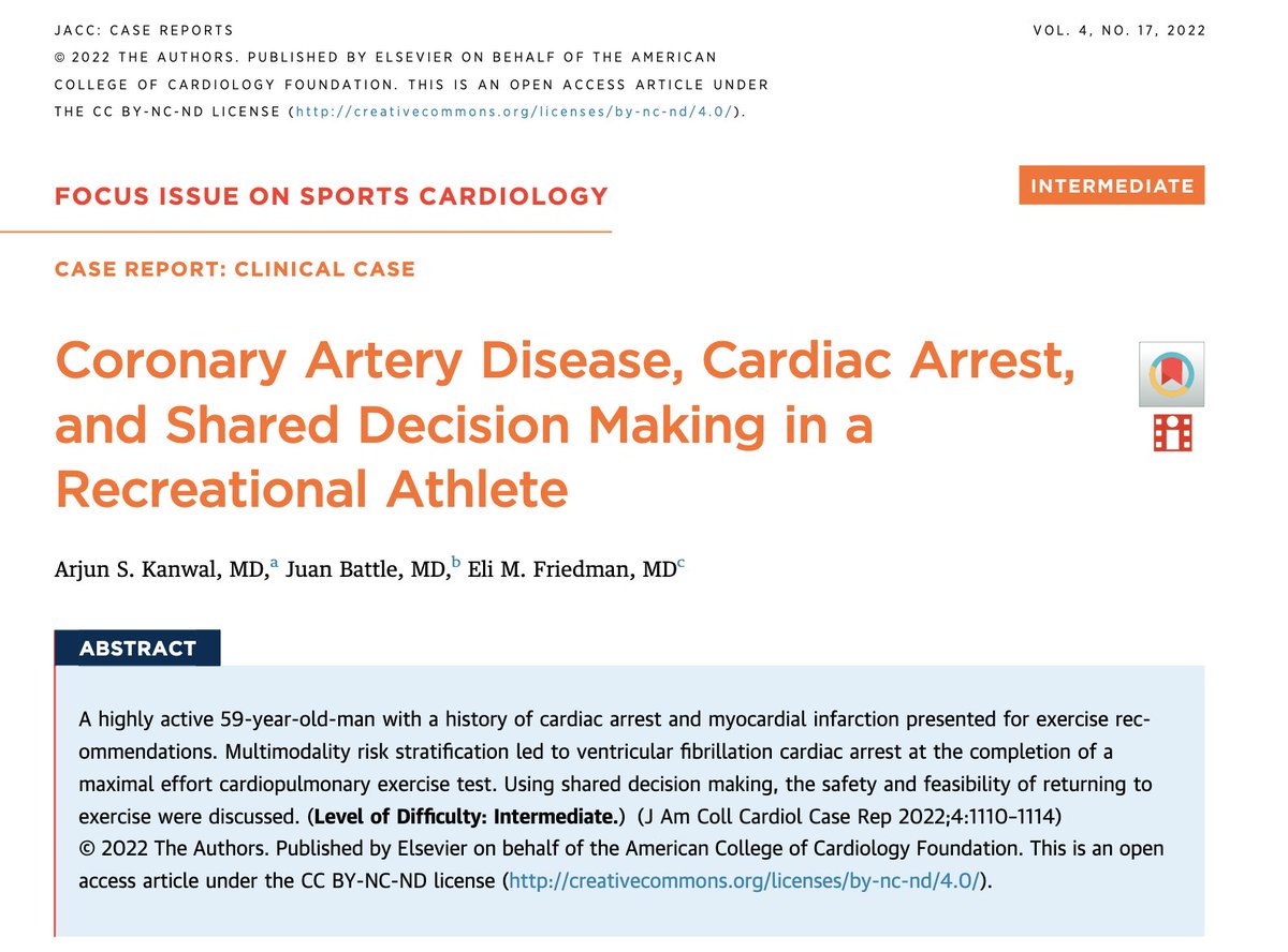 So excited to be part of the #SportsCardiology issue of #JACCCaseReports @JACCJournals @EMFried33 #Cardiotwitter #FIT jacc.org/doi/10.1016/j.…