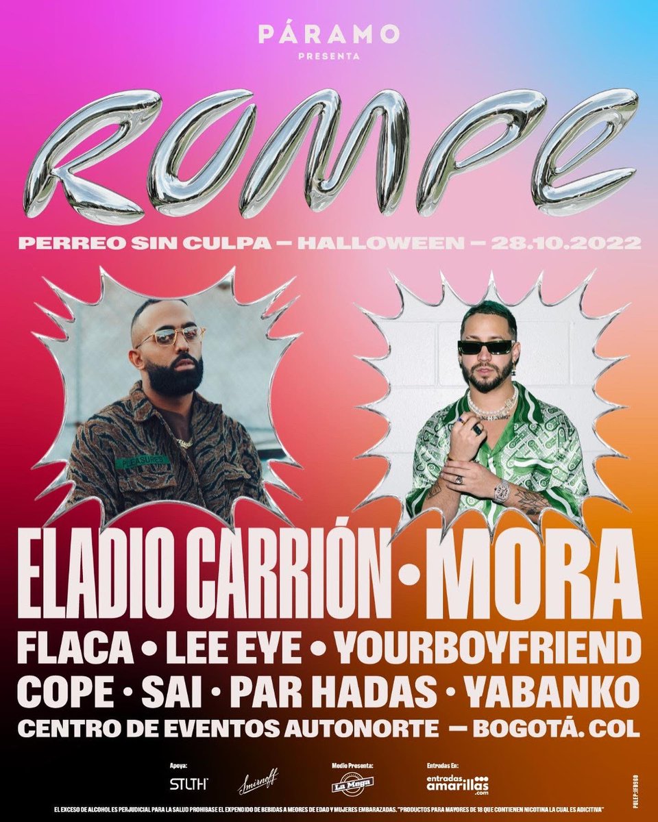 malabarsound's tweet photo. 🎃😈BOGOTÁ VIVIRÁ UN HALLOWEN DE PERREO SIN CULPA JUNTO A @_morapr Y @eladiocarry_on #paramopresenta #Mora #EladioCarrion https://t.co/1I06P2k2jv