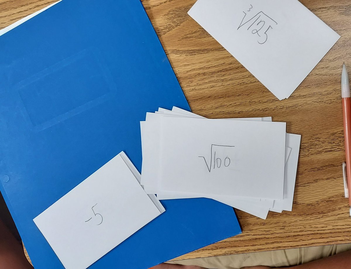 MisterWippel's tweet photo. Students created flash cards for all perfect square and cube roots. Then, they quizzed their seat partners to see who could answer more roots correctly! We also cut and glued imperfect square roots onto a number line for interactive notes. @IMS_Indians @collierschools https://t.co/nrBMY7egIx