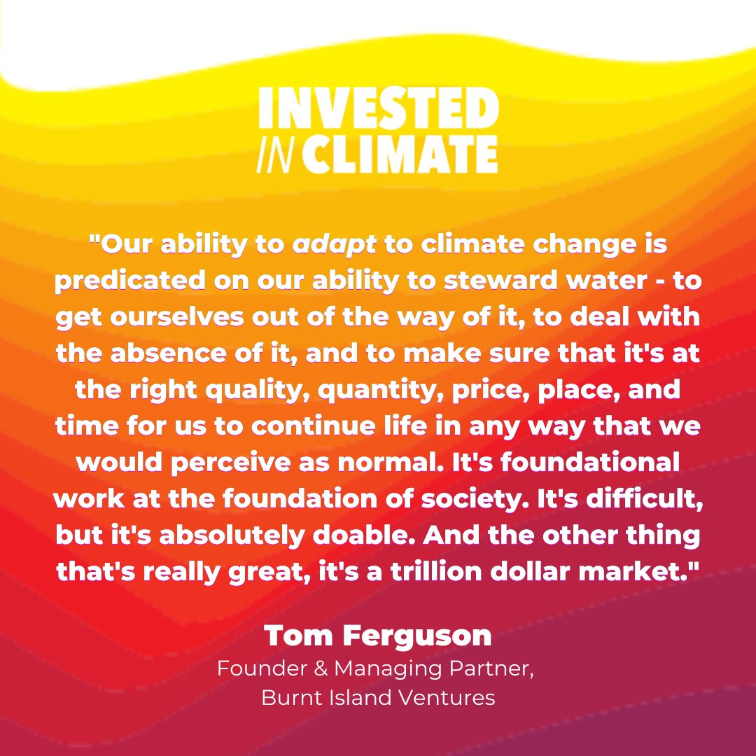 Invested in Climate (@investedclimate) on Twitter photo Climate adaptation & water stewardship are fundamentally vital to life on Earth. <a href="/InveryneFarmer/">Tom Ferguson</a> of <a href="/BurntIslandVC/">Burnt Island Ventures 🔥🏝️💧</a> & <a href="/stormsensorinc/">StormSensor</a> discuss the need for sustainable water management to ensure social, environmental & economic benefits for all.
Tune in: investedinclimate.com/podcast/invest… Climate adaptation & water stewardship are fundamentally vital to life on Earth. <a href="/InveryneFarmer/">Tom Ferguson</a> of <a href="/BurntIslandVC/">Burnt Island Ventures 🔥🏝️💧</a> & <a href="/stormsensorinc/">StormSensor</a> discuss the need for sustainable water management to ensure social, environmental & economic benefits for all.
Tune in: investedinclimate.com/podcast/invest…