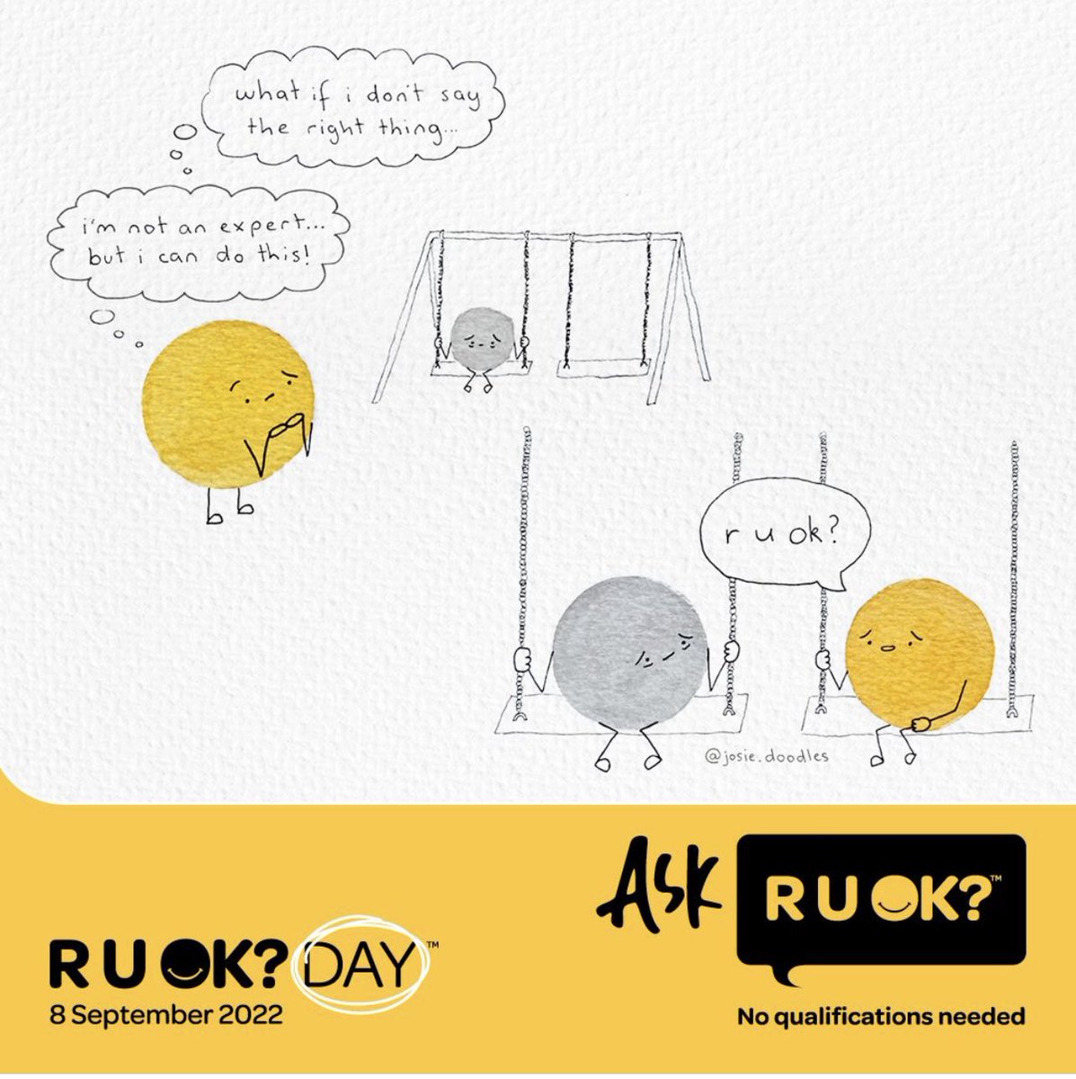 Today is #RUOKDay2022 This year’s message is “no qualifications needed”.
So don't let not being an expert stop you from providing someone support who needs it. Just asking 'are you OK?' might actually save a life. You've got this 🙌

More tips at bit.ly/2RzlAv8 #RUOK