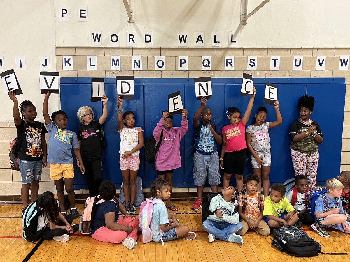 Today’s word of the week was revealed during Morning Meeting with a showdown of our 2nd grade classrooms Wheel of Fortune style. Team Walden took the win! We are all learning to use EVIDENCE in our writing. GO WOLFPACK!! 💙🤍 <a href="/R_I_Schools/">Rock Island-Milan School District #41</a>