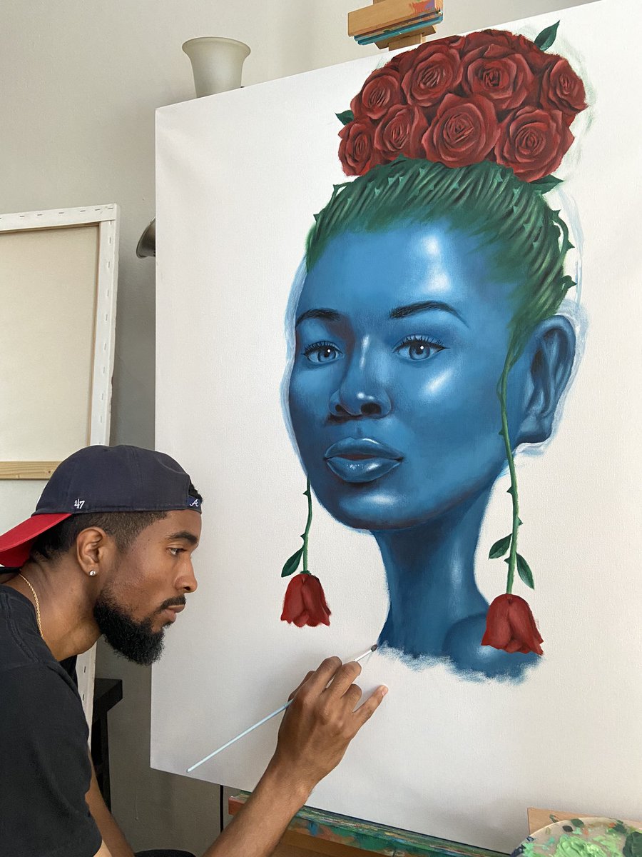 heir_porter's tweet image. Something new I’m working on. Acrylic on canvas 🎨🎨🌹