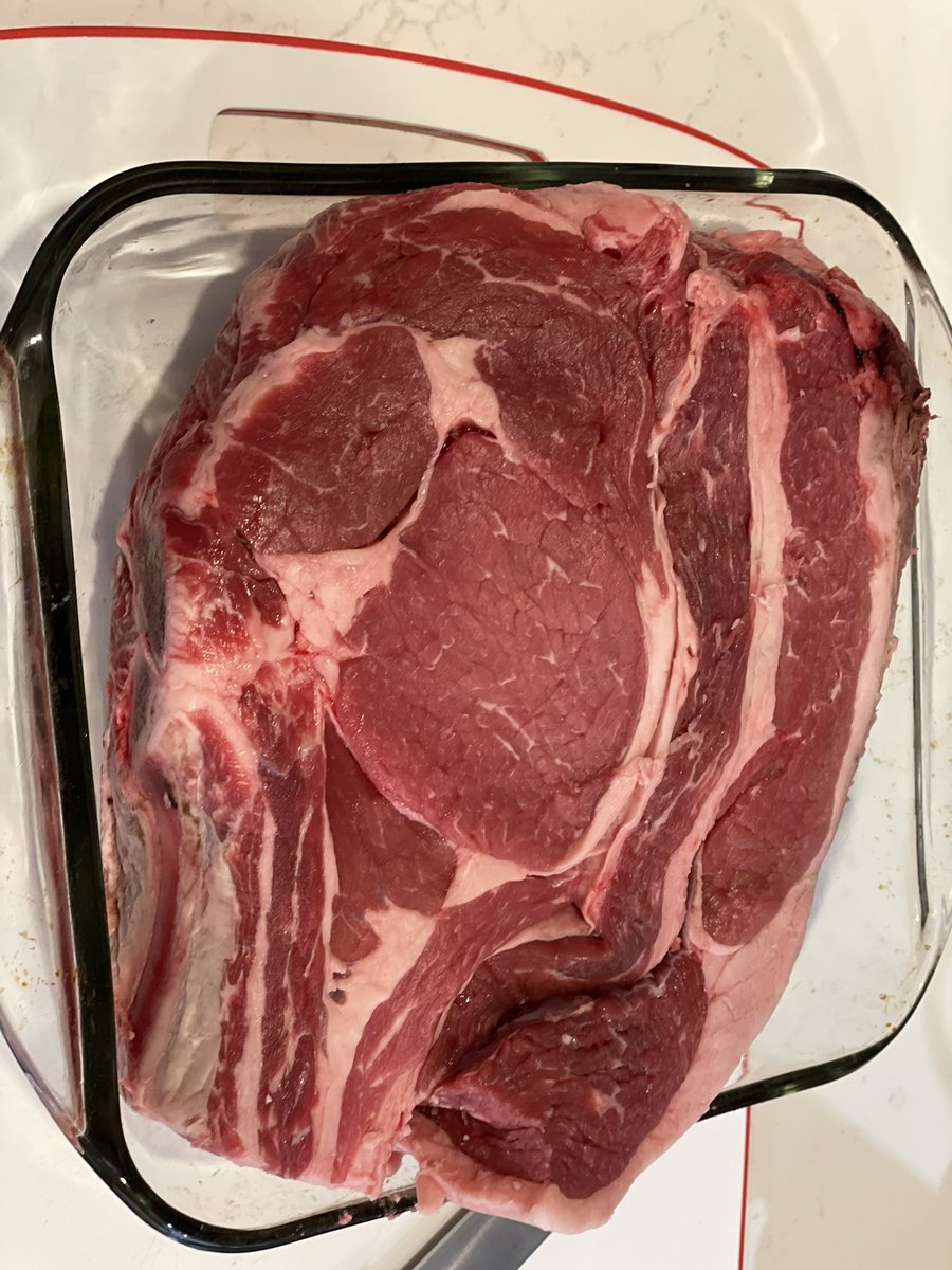 I took the right hand piece of meat and made DinnerAtTheRainfords and I’ll use eye for dinner this weekend. #primeribroast