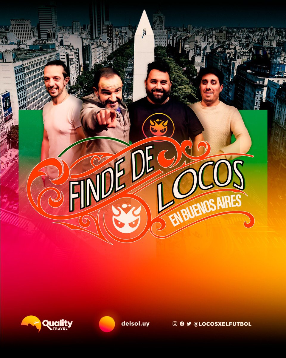 locosxelfutbol's tweet photo. Este finde si en la aduana nos dejan, cruzamos el charco y nos vamos a Buenos Aires. Para hacer el programa en vivo. Si Natalia Oreiro y Osvaldo Laport triunfaron xq nosotros no?
#findedelocos #QualityTravel 🧳 https://t.co/b9gW56M0Mh