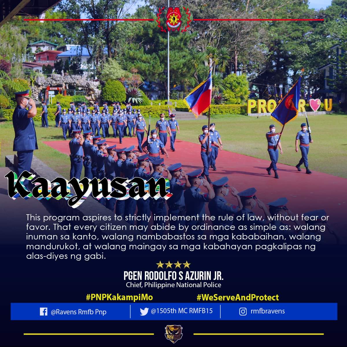 rpsc_procor's tweet photo. KAAYUSAN
Magsisimula sa disiplina sa bawat tahanan sa tulong ng pinakamalapit na police station, ang inyong PNP ay bukas anumang oras ng pangangailangan.

#lifeisbeautiful
#KaligtasanNyoSagotKo
#TulongTulongTayo
#MKKequalsK
#PNPKakampiMo
#RMFB15Cares https://t.co/xOR6vnIJgx