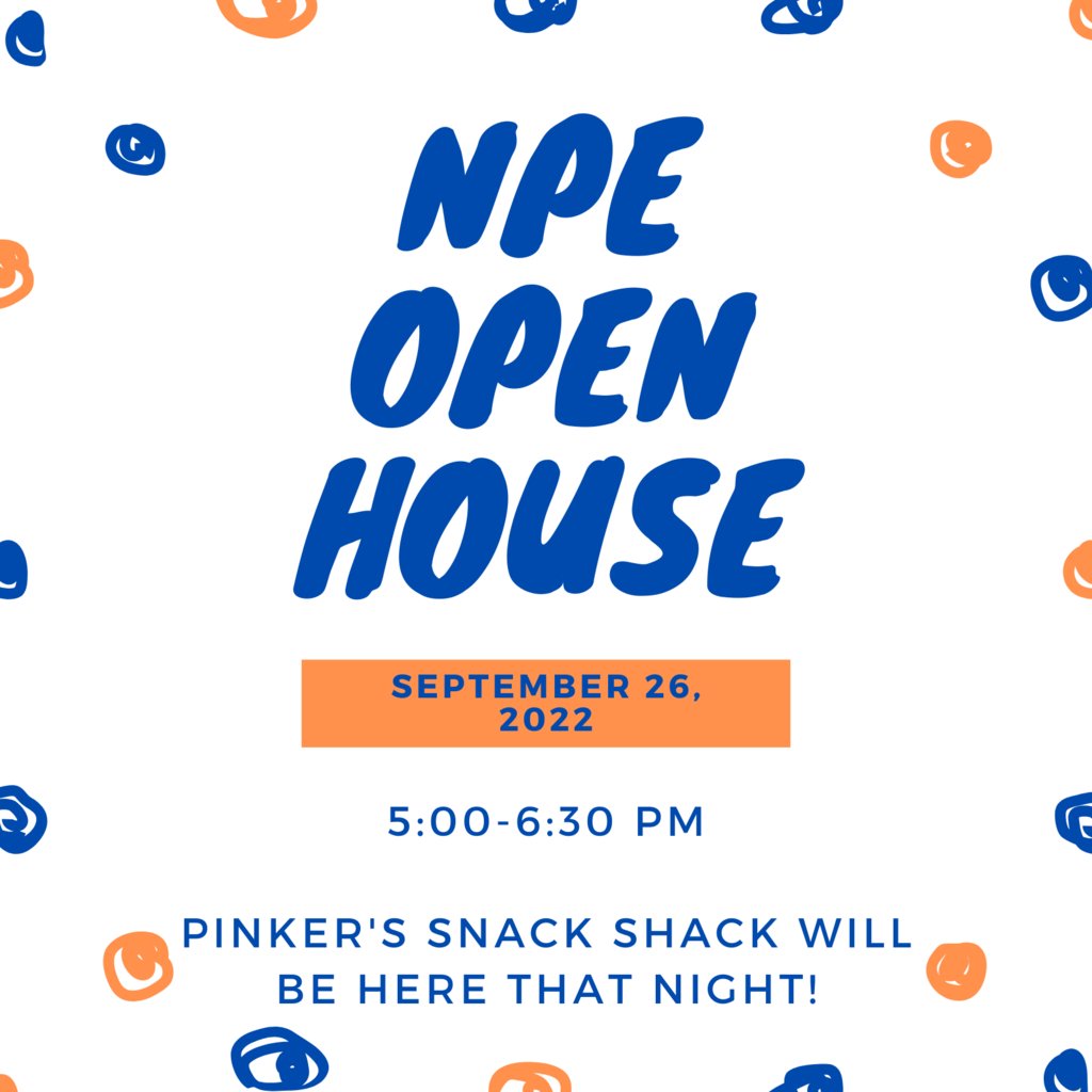 npewildcats's tweet photo. Join us for our NPE Open House September 26th.  Pinker's Snack Shack will be 
on site that evening.  They serve hamburgers, hot dogs, BBQ, club sandwiches, and more! https://t.co/Egel3Xvndx