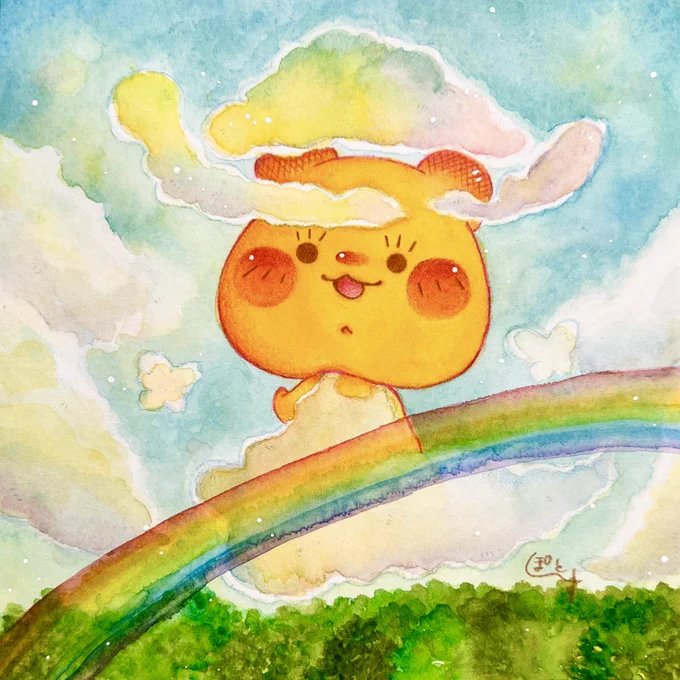 夏の雲のイラスト3点とたこちゃん 