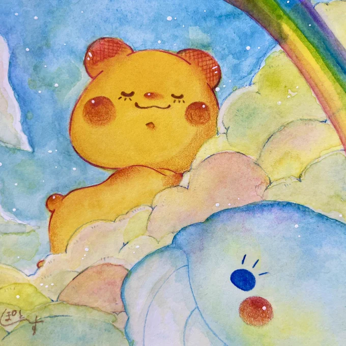 夏の雲のイラスト3点とたこちゃん 