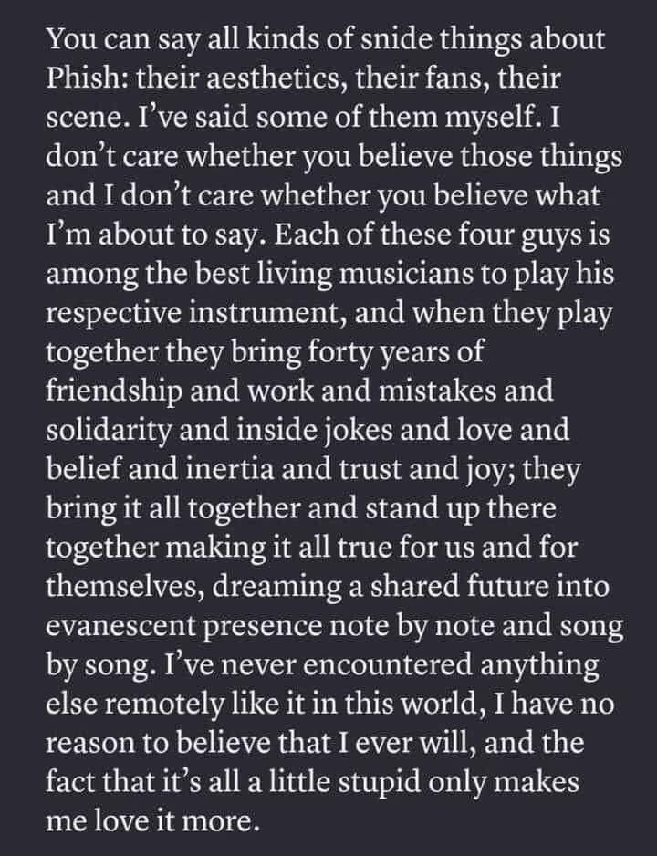 bizarchive's tweet image. I've seen this a few times online today and it's pretty accurate as to what this experience has been like. As fans of #Phish, we're incredibly lucky for all of this that we have.