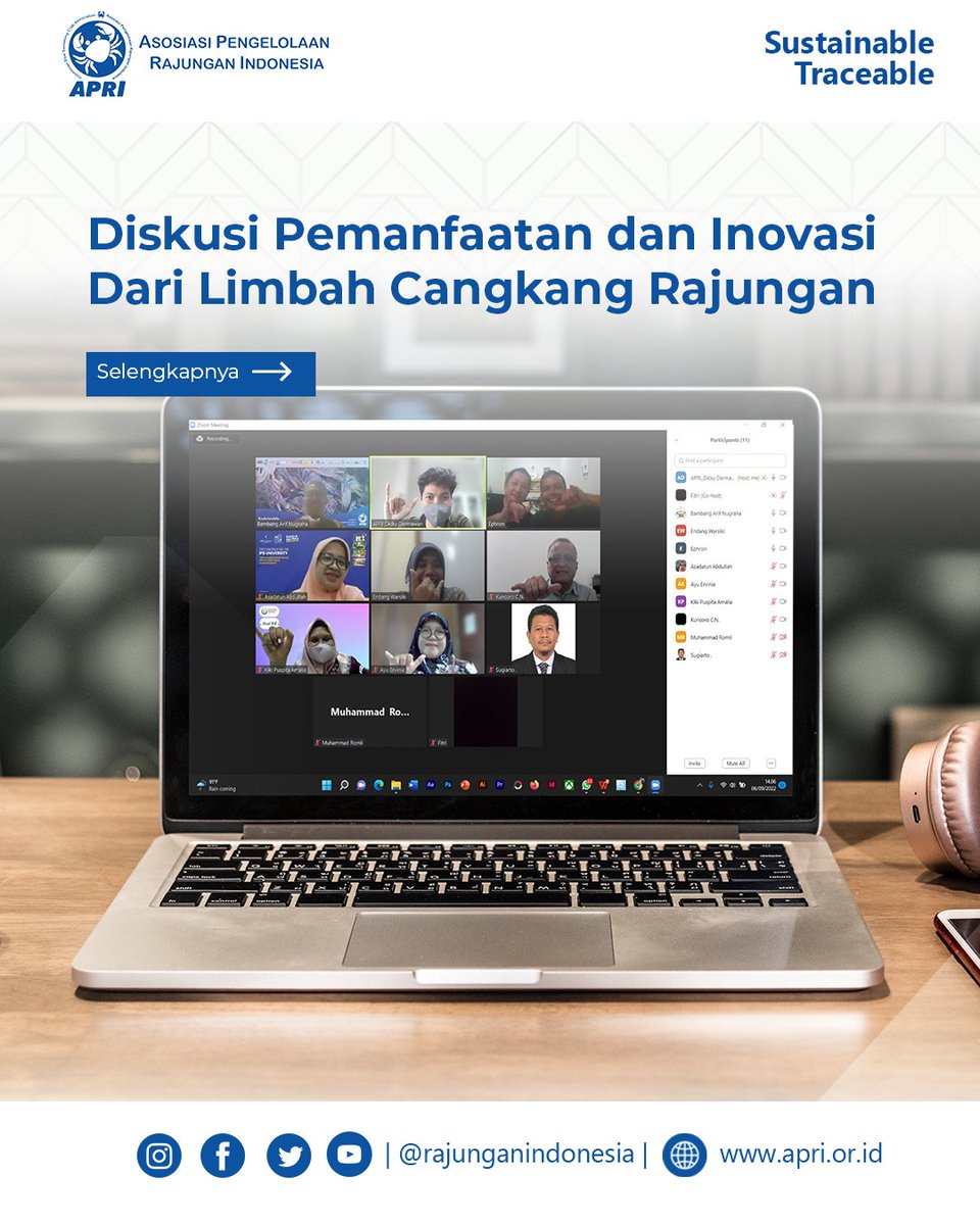 rajunganindo's tweet photo. Sudah tahu Kitosan? IPB-APRI-CV Biokitosan Gelar Diskusi Terkait Inovasi dan Pengolahan.
Ternyata cangkang rajungan memiliki manfaat dan dapat dikelola ...
#Kitosan #limbahcangkang #cangkangrajungan #APRI https://t.co/ZZL2mZdpZ0