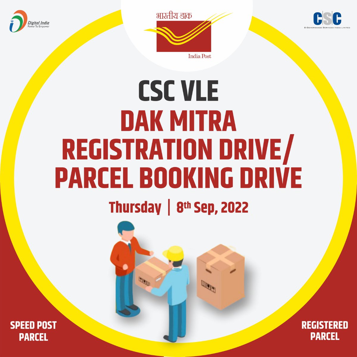 All registered VLE's of CSC Dak Mitra has to book Maximum parcel today to make this drive successful....