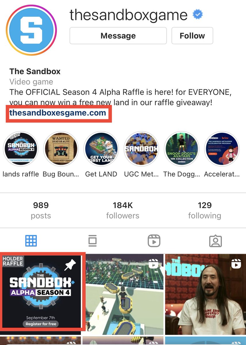 ⚠️ Our Instagram account has been compromised 1 hour ago - despite 2FA and more protections. ⚠️ We've notified <a href="/instagram/">Instagram</a> to resolve this

⛔️ Do NOT click on the new link on The Sandbox Instagram account bio or fake "Season 4 Raffle"

🙏 Stay SAFE and alert. Thanks for reporting