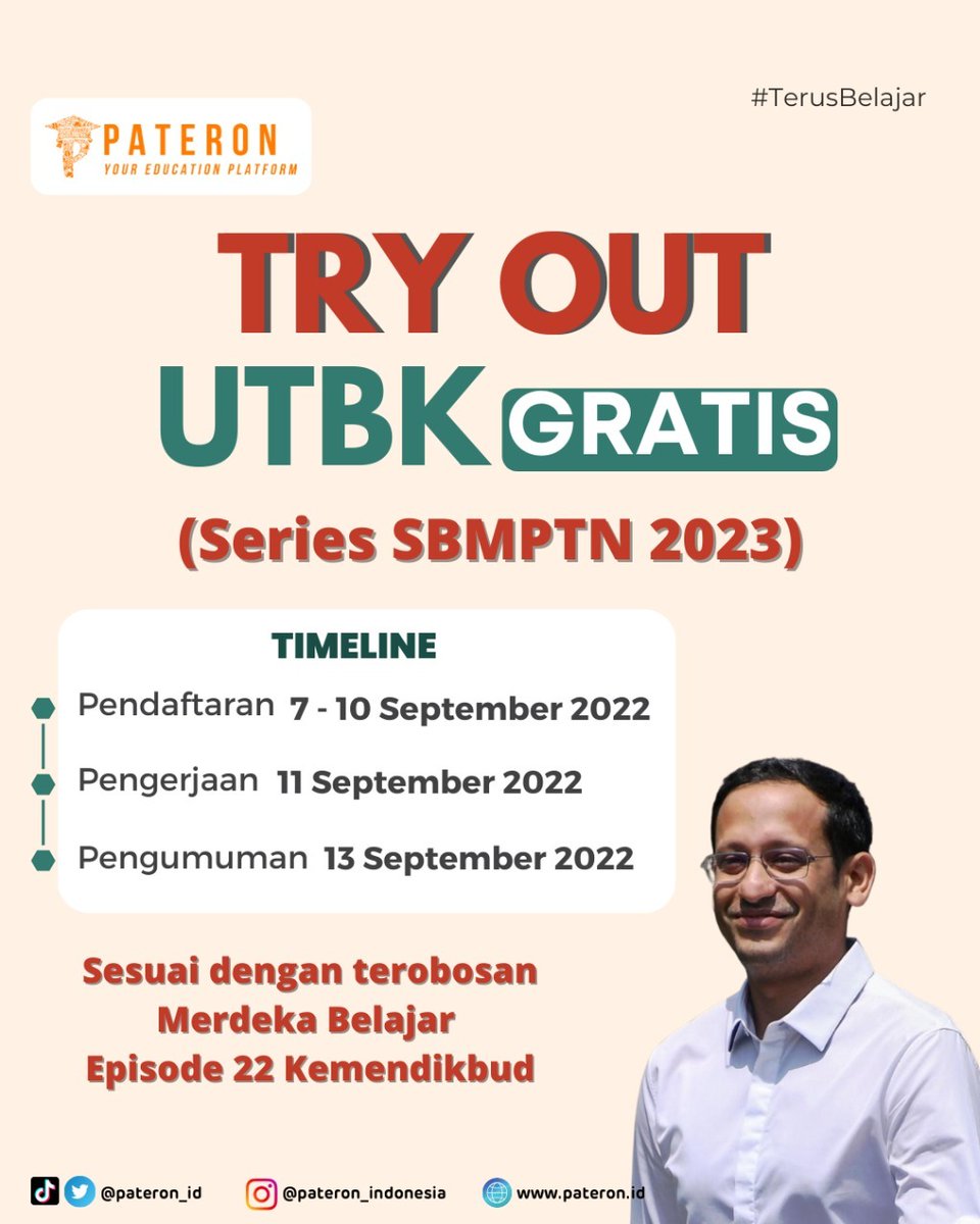 pateron_id's tweet image. Tryout Gratis Kuota 2000 Peserta 
Daftarkan dirimu di website pateron.id / aplikasi pateron Indonesia

Persyaratan Pendaftaran
1.Follow @pateron_id dan @PateronOlympiad
2.Mention 7 teman kamu dan retweet postingan ini
3.Share poster lomba ke 7 Grup WA/Medsos lain