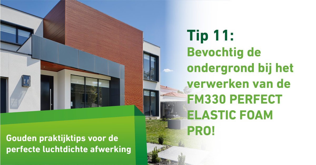 Luchtdicht bouwen tip #11 | Met name bij hogere temperaturen kunnen ondergronden droger zijn. Vergeet daarom niet om de ondergrond licht voor te bevochtigen bij het verwerken van purschuim. Meer tips? Bekijk: hubs.li/Q01b-n3c0 #illbruck #luchtdichtbouwen