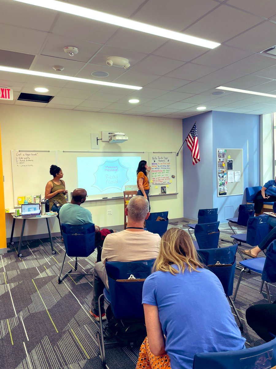 First staff meeting of the year for the #hatchtigers! <a href="/ms_pwinfield/">Ms. Winfield</a> and <a href="/MrsCahill97/">Maggie Cahill</a> #nailedit with their responsive classroom presentation! <a href="/OakPark97/">Oak Park District 97</a> I heard several teachers say, I can’t wait to do this with my students tomorrow! Now that’s a sign of a great meeting!