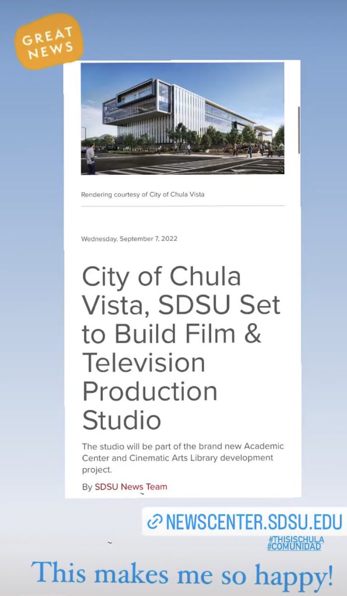 myshare13's tweet photo. Comunidad somos todos, tu y yo!Thrilled with this amazing news for Chula Vista! Excited for upcoming learning and work opportunities for our @CVESD students to look forward to!   #comunidad @SDSU #thisischula. 

https://t.co/VDeM6Ov00v https://t.co/BeibwsZmpa