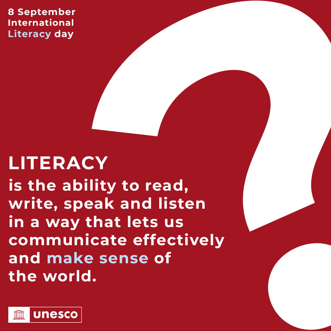 Let’s make sense of the world!

8 September is #LiteracyDay.

on.unesco.org/LiteracyDay2022