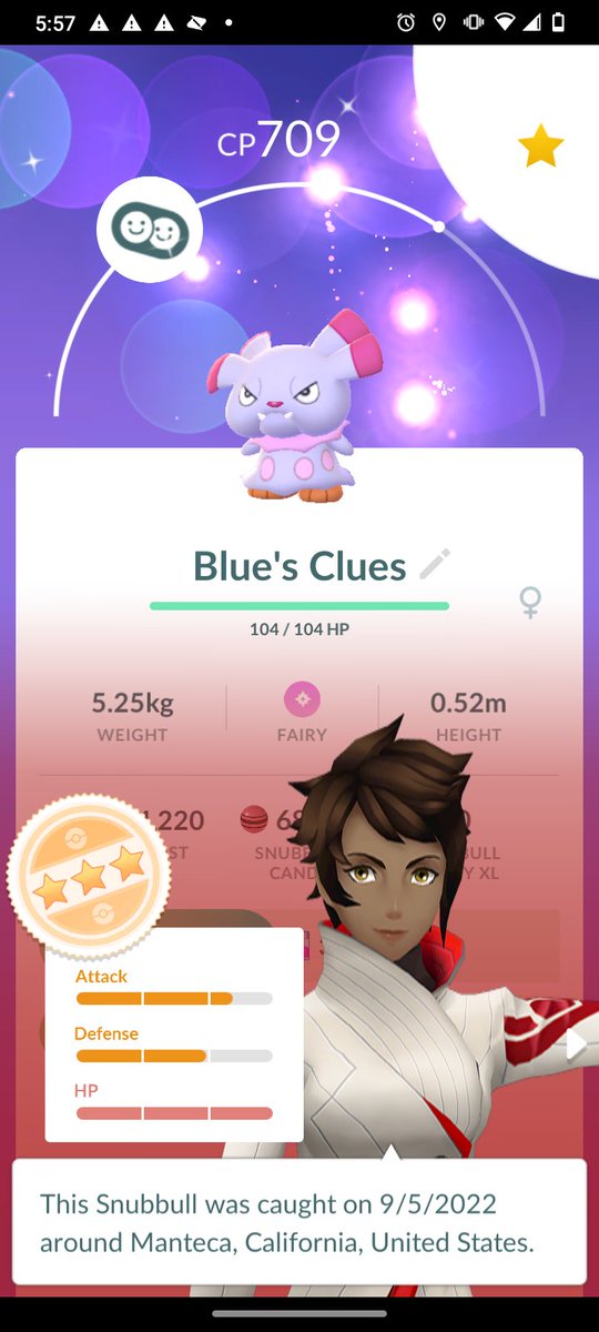 all_nostalgic's tweet photo. Was on my nightly walk the other day playing Pokemon Go and found this Shiny Snubull aka Blue'sClues.
#ShinyCheck #ShinyPokemon #Snubull https://t.co/GSGckJoNOm