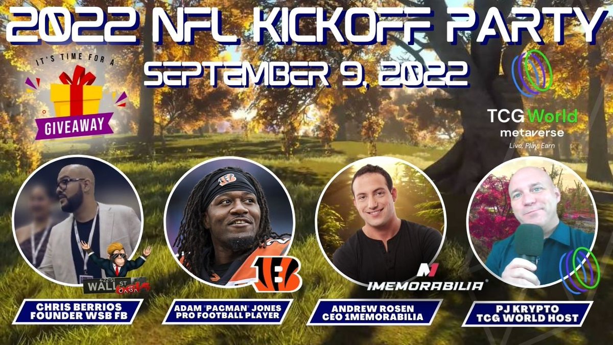Feeling Like a Winner? 🏈

We're Giving Away 2 Plots of Land, a Dragon, and 2 signed NFL Jerseys!

Here's How to Win:

1. Follow: <a href="/OfficialTCGCoin/">TCG World</a> @1memorabilia <a href="/FB_WSB/">Chris🫡</a> 

2. Like, Retweet, and Tag 3 Friends

(Click On Link Below to Reserve Your Spot)
youtu.be/xSYtv0ReEgQ