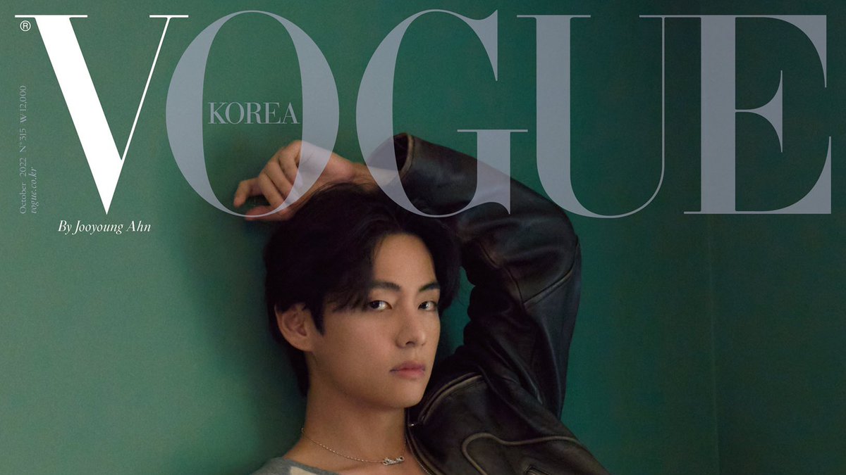twinkletaeee's tweet photo. they way vogue put V in bold font that's kim taehyung y'all https://t.co/TgcNGJdppH