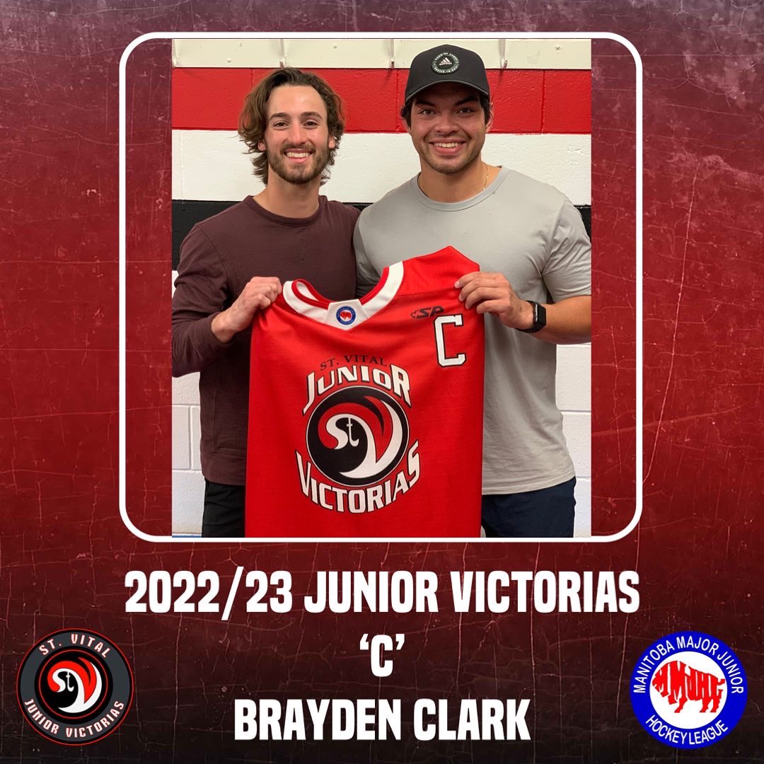 stvitaljrvics's tweet photo. 🚨ANNOUNCEMENT🚨
Your VICS have name Brayden Clark captain for the 2022/23 #MMJHL season!
Asst. Coach Ben Coppinger passes the torch to Clark as we head into training camp.
#govicsgo #captclark #leftsideheavy https://t.co/Wz337KR1te