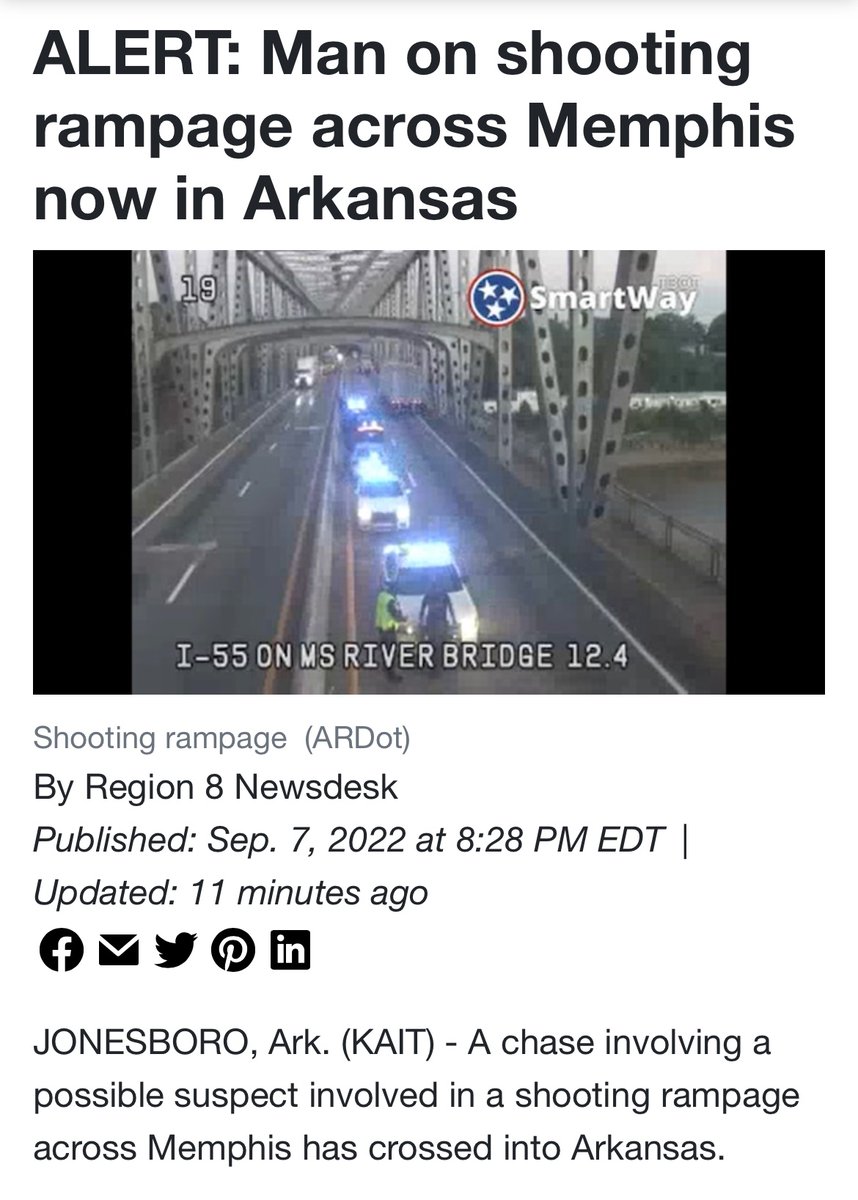 MarinaMedvin's tweet photo. Memphis shooter is now in Arkansas. https://t.co/z4UiswvkAA