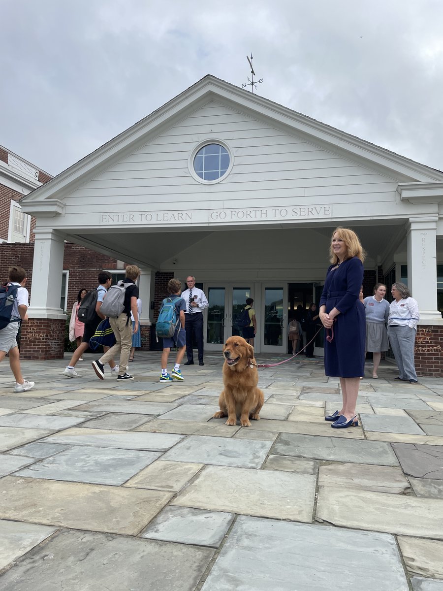 Dr. Carter and her dog, Hefty, welcomed students back to the Hilltop for the first day of school!
