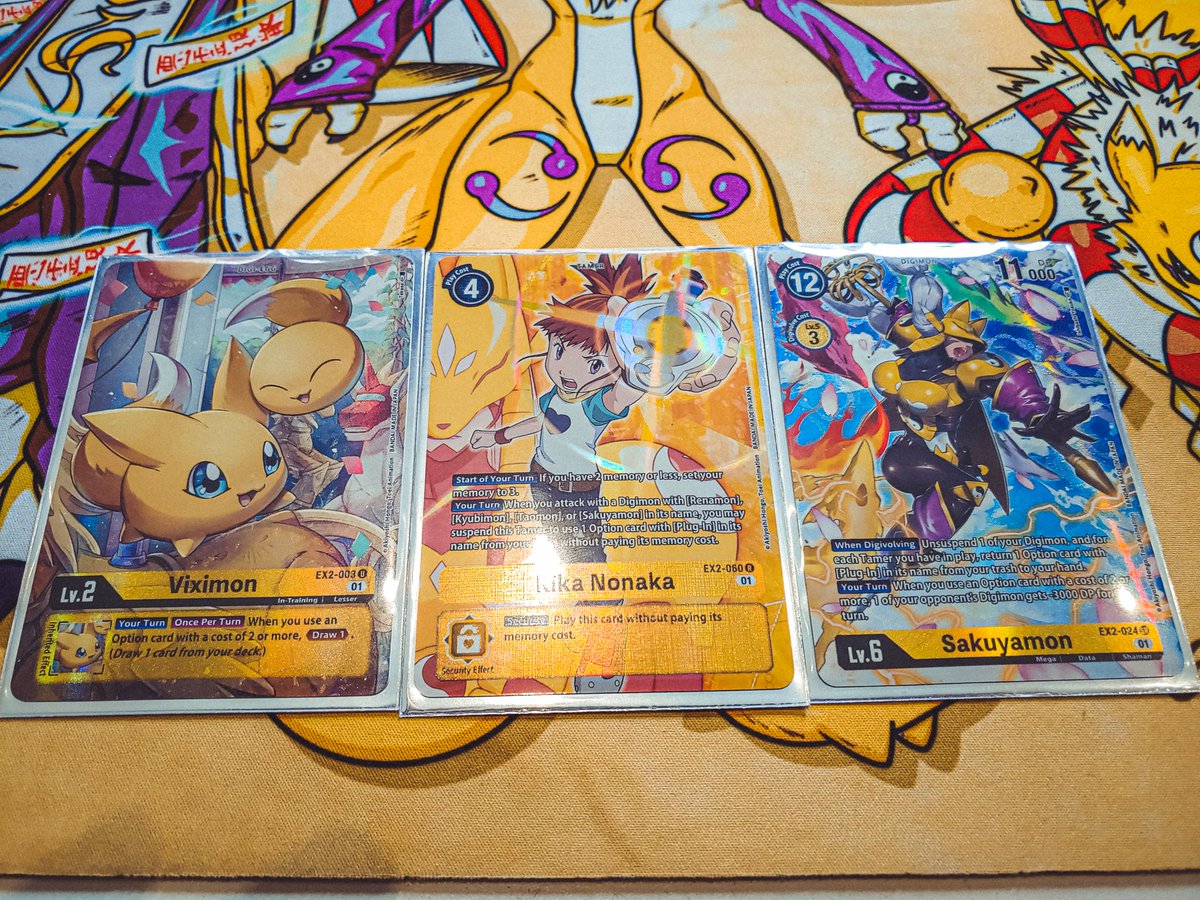 caylenfoxheart's tweet photo. My newest Alt Arts to add to my Renamon/Sakuyamon deck really happy with these, Pulled the Sakuyamon, and traded for the Rika Alt Art and the Viximon Alt Art ^.^

#digimontcg #renamon #Sakuyamon #viximon #Digimontamers https://t.co/eJVthxaafA