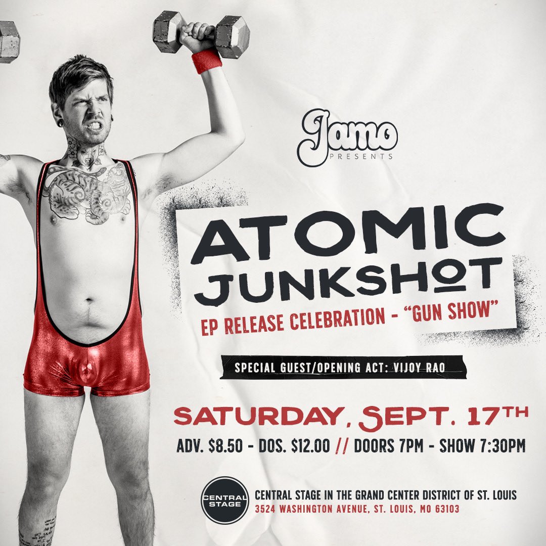 Saturday SEPT 17 don’t miss our EP release party celebrating 'Gunshow’ with special guest @VijoyRao. Tix: metrotix.com/events/detail/… <a href="/JamoPresents/">Jamo Presents</a> <a href="/KranzbergArts/">Kranzberg Arts Foundation</a> #STLMADE #STLMUSIC