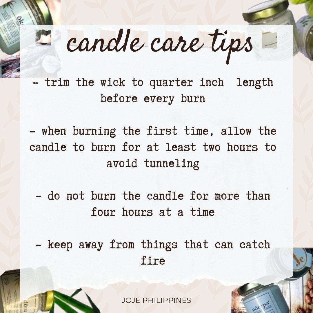 jojephilippines's tweet image. You will be rewarded with lovely candles that burn evenly and without smoke if you take the necessary precautions to keep your scented candles smelling and looking great. 
Here are our top tips for the best candle care.
 
#TipsandTricksThursday