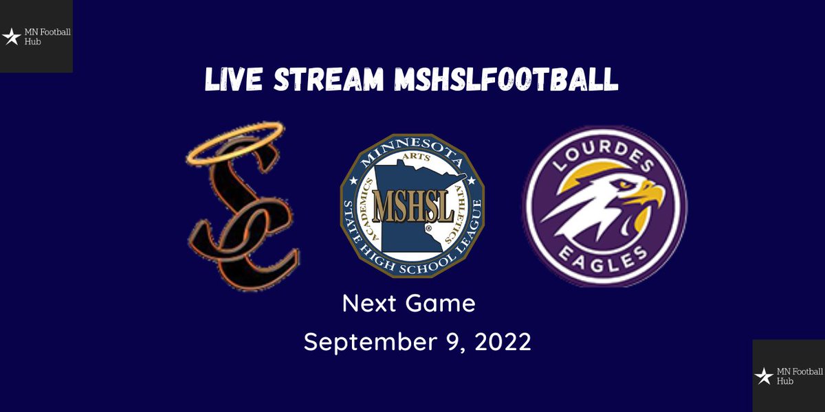 St. Charles AT Rochester Lourdes
WATCH : bit.ly/MSHSLFootball
Rochester Regional Sports Stadium
7:00 PM Friday, September 9
<a href="/LHSEagles/">LHS Eagles Activities</a> <a href="/LHSEaglesFTBL/">Lourdes Eagles Football</a> 
<a href="/soccerLHSgirls/">LourdesGirlsSoccer</a> @ccpsvpjm 
<a href="/POPULAR_24/">Hillary Haley</a> 
<a href="/RCSMN/">RCS</a> @ccpsvpjm  
<a href="/Thatcherboch/">Thatcher Bochmann</a> 
<a href="/StCharlesHS/">St Charles High School</a> 
@SchsSathletics
@StCharles_FB