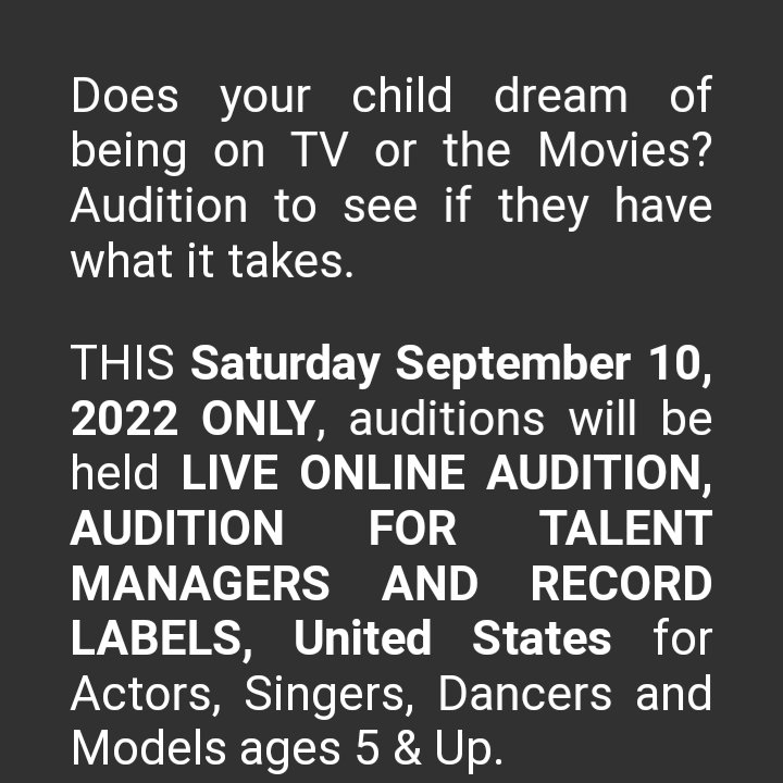MadameMoon89's tweet photo. Parents of kids/teens that want to act or the kids/teens themselves watch out for this fake modeling company it is a scam. #acting #disney https://t.co/OGzf7unnfB