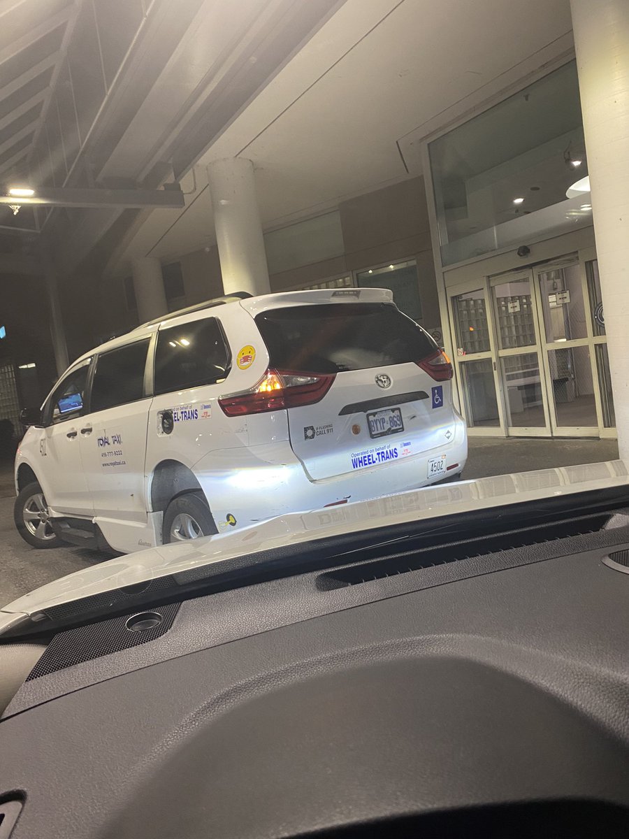 Naddzz77's tweet photo. @TTChelps is this how your drivers block hospital entrances? Others drivers don’t block the walkway like this. My father and other patients are using mobility devices how are they to get around this? https://t.co/K32oZH6SPW