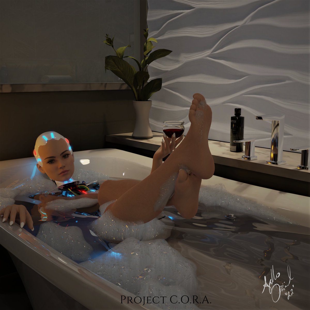 AP0LL0_XR's tweet photo. After a long day exploring Venice, C.O.R.A. decided that a nice warm bubble bath and a glass of wine was in order. She's got a long day tomorrow. The full #ProjectCORA #NFTcollection will drop soon. Hope you're ready for this madness!
#NFTCommunity #NFT
Only the beginning. https://t.co/7Hom68DMCZ
