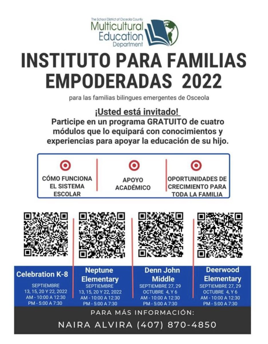 Multicultural Dept. (@osceolamulted) on Twitter photo This is an excellent opportunity to learn how to best support your child’s school experience! There are 4 locations to choose from and it only requires a commitment of 4 sessions. <a href="/Osceolaschools/">Osceola Schools</a> This is an excellent opportunity to learn how to best support your child’s school experience! There are 4 locations to choose from and it only requires a commitment of 4 sessions. <a href="/Osceolaschools/">Osceola Schools</a>