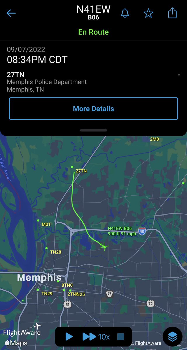 Airspace over Memphis is busy. 3 aircraft up and searching for the suspect.