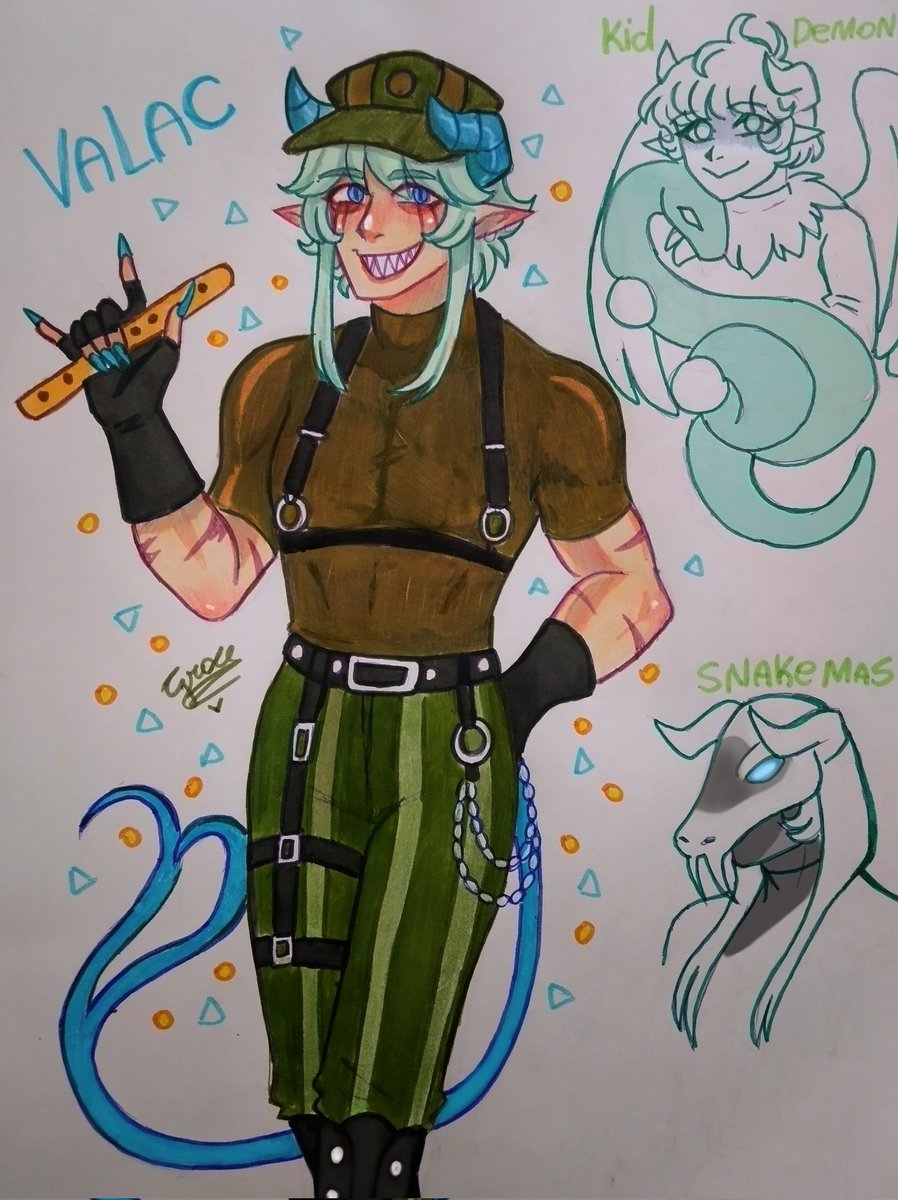 GraceValac's tweet image. he is Valac the beast tamer demon 
🐍🐉
#OC #TraditionalArt #originalcharacter