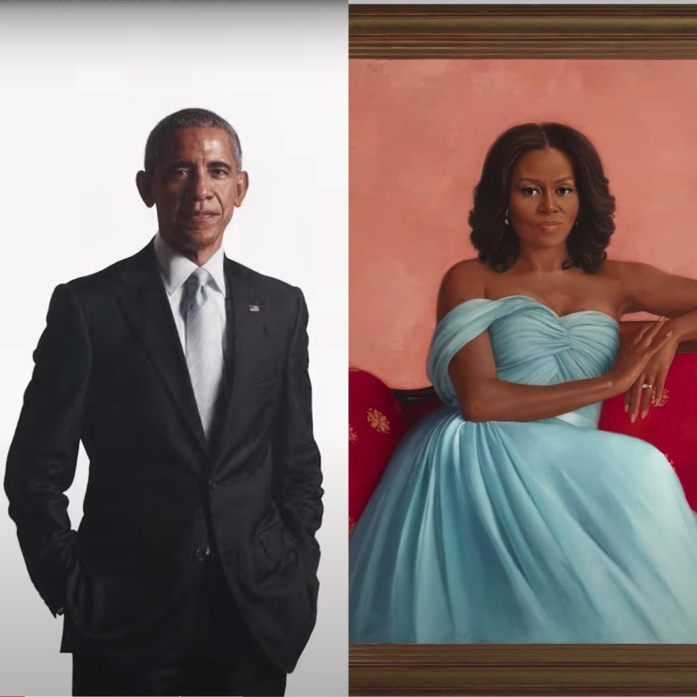 President Barack Obama and First Lady Michelle Obama both demonstrate complete class and grace, beautiful! 

#ObamaPortraits
#FreshResists