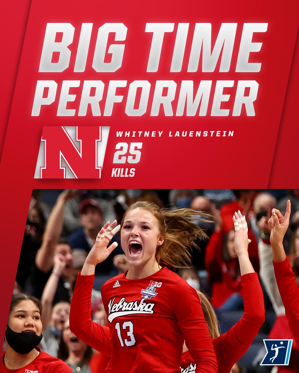 <a href="/WhitLauenstein/">Whitney Lauenstein</a> showed up with BIG numbers tonight for a BIG crowd. Posting a career-high 25 kills for @Huskervball  🤯💪

#NCAAWVB