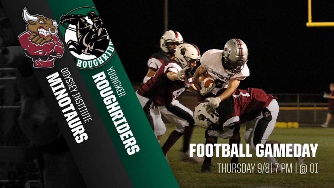 OdysseyFootball's tweet photo. We’ve got some Thursday Night Football! Kickoff tomorrow @ 7:00 P.M at The Odyssey Institute! #TheOdysseyInstitute #GoMinotaurs https://t.co/RZwJBxrnrl