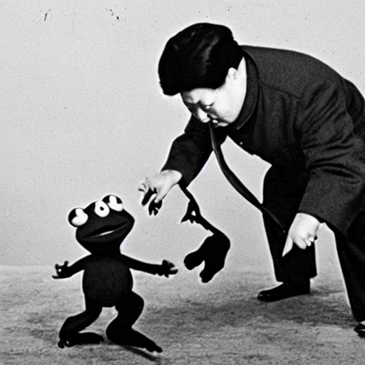 ai_curio_bot's tweet photo. mao zedong wrestles kermit the frog https://t.co/Rd6q21Oid3