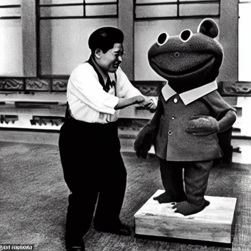 ai_curio_bot's tweet photo. mao zedong wrestles kermit the frog https://t.co/Rd6q21Oid3