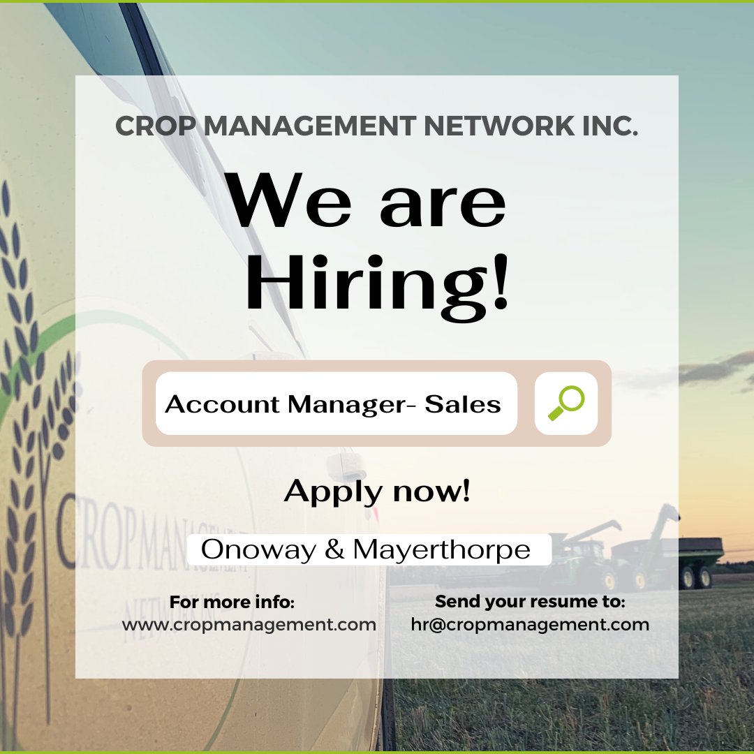 CMN is HIRING Account Managers at our Mayerthorpe &amp; Onoway locations!

Visit our website to apply and for further details about CMN &amp; the Account Manager position.

#salescareers #cmnhires #westcdnag #CMNreachformore #growingournetwork