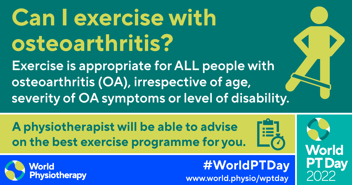 🎉 Happy World Physio day!  The focus of this year's #WorldPTDay is on #osteoarthritis - the most common form of arthritis and a leading cause of disability worldwide 🌎