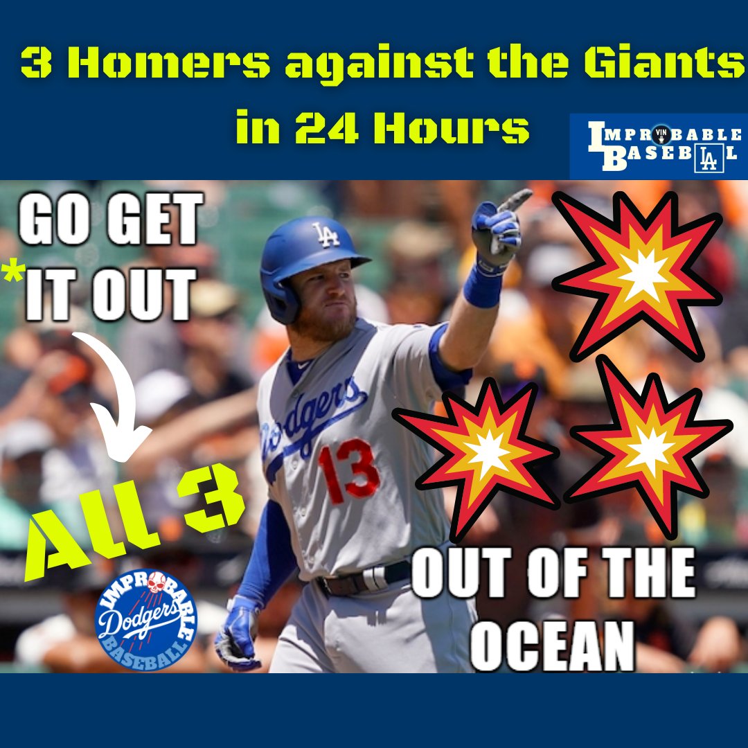 Dodgers_Podcast's tweet photo. Max Muncy hits 3 Home Runs against the Dodgers rival San Francisco Giants -- Go Get *It Out of the Ocean! 🌊

*And by "it," he means ALL 3 HOMERS 💥 💥 💥

#dangerousdodgers 💀

#dodgers #maxmuncy #gogetitoutoftheocean #dodgerssocial #bleedblue #funkymuncy #dodgersvsgiants #lad https://t.co/nh0jesSB0l