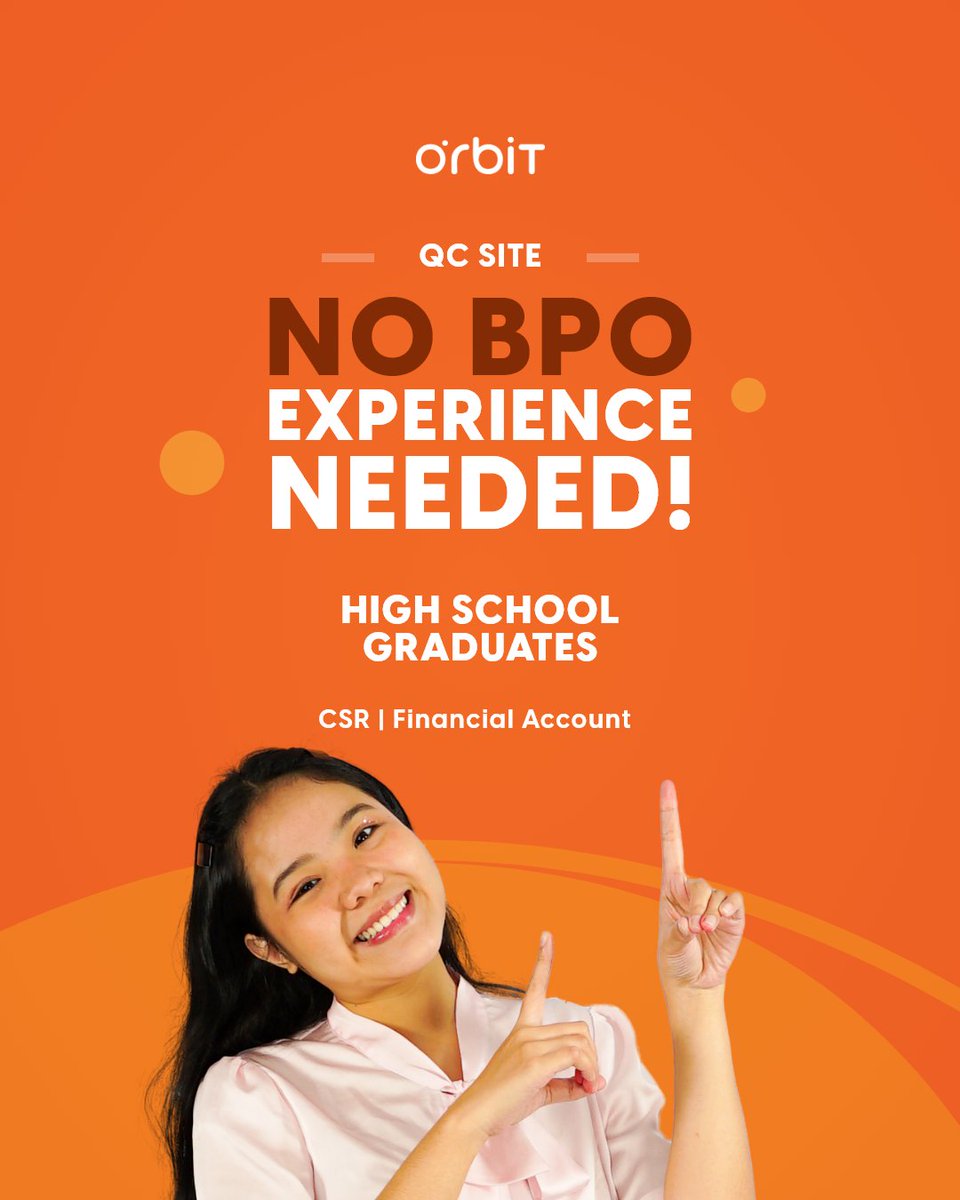 OrbitCareerHub's tweet photo. Call center jobs are gaining momentum in the job market! Come, join a team committed to #CustomerServiceRepresentative for #FinancialAccounts excellence! ๐งก
โ
Click the link to get started: https://t.co/318sgh3Oa4 https://t.co/w56u1p7wxR