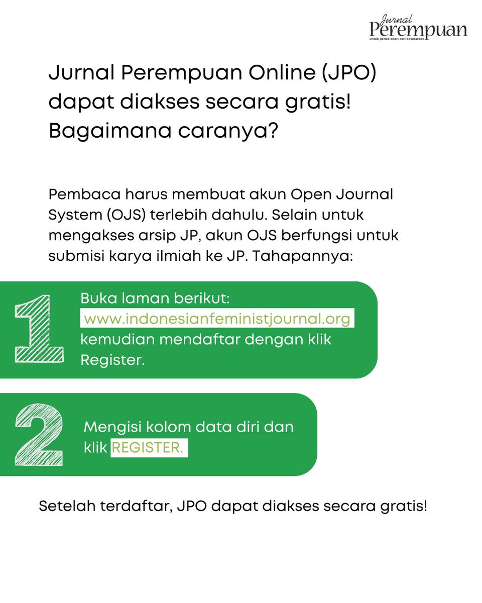 jurnalperempuan's tweet photo. (2)
Lalu apa itu akreditasi SINTA 2? Bagaimana cara mengakses Jurnal Perempuan Online? Geser slide ke kiri untuk penjelasan lengkap dari kami, ya.
#jurnalperempuan #sinta2 https://t.co/fDm4fdxnkz