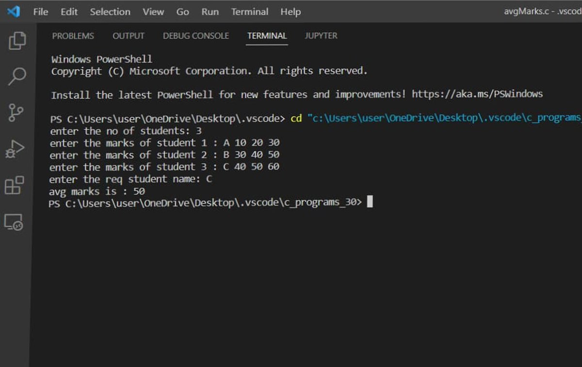 RamyaKorupolu's tweet image. Day-14/30
Program to find the average marks of a selected student.
#coding
#30daycodingchallenge
@theedumoon