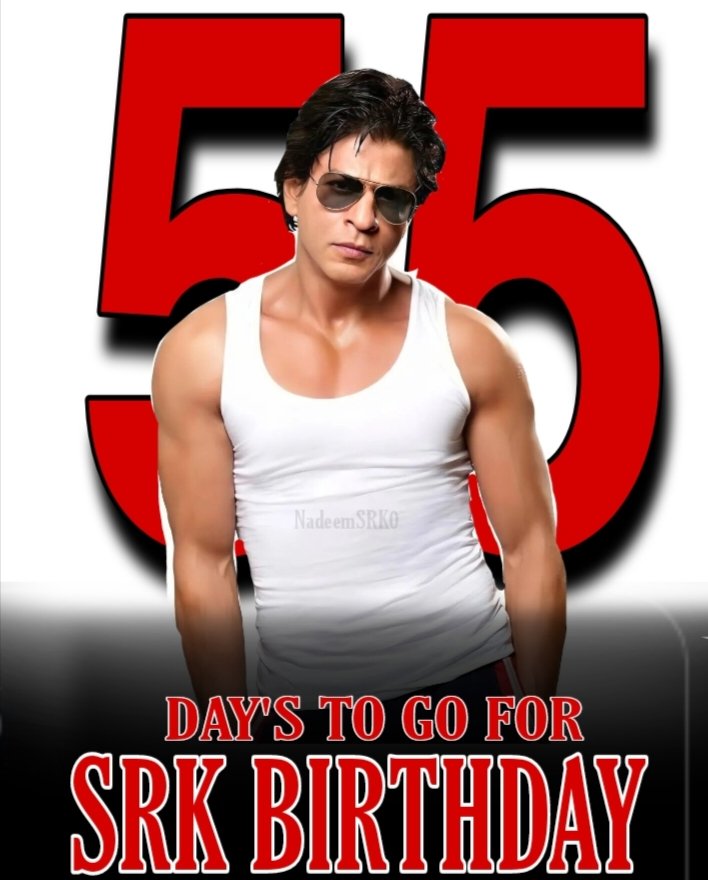 NadeemTara's tweet photo. Get Ready All #ShahRukhKhan𓀠 Fan
13 september Time 08:00PM 
 Mega Trend ❤️ 
 "50 DAYS FOR SRK DAY"

#ShahRukhKhan𓀠 @iamsrk https://t.co/xcDT5eM6HD